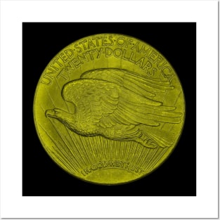 USA Twenty Dollars Coin in Yellow Posters and Art